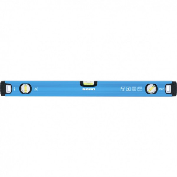 Уровень алюминиевый, 1500 мм, профиль 1,6 мм, фрезерованный, ударопрочные заглушки, 3 глазка Барс 34430